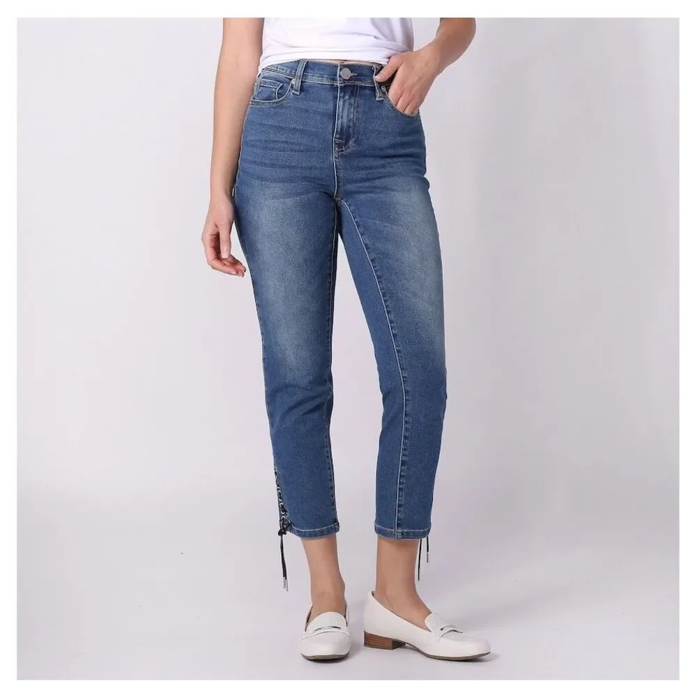 DG2 by Diane Gilman Laced Hem Skinny Jeans size 0 NWT - Picture 1 of 8